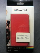 Flip Case Polaroid Soft Shell Case Hülle Handy Tasche rot iPhone 4/4s Lederoptik