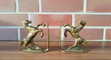 Мassive Paar Buchstützen Messing Pferd Bücher Dekoration Vintage