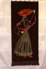 tetex Wandteppich schwarz  Orient vintage midcentury 50er Jahre 68x165 cm