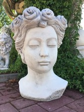 Steinfigur, Statue, Gesicht, Steinguss, 50 cm, Büste, Gartenfigur Pflanzkübel