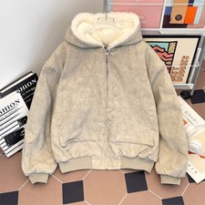 Herren Kunst Nerz Pelz Innenfutter Kapuze Jacke Warm Weich Flurry Winter Dick