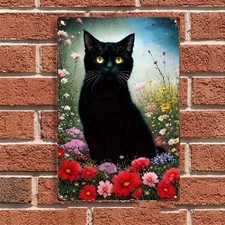 Blechschild schwarze Katze im