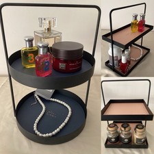 2er Etagere schwarz m Leder