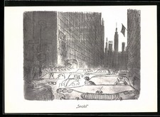 AK New York, VW-Käfer-Fahrer muss sich als Snob bezeichnen lassen, Karikatur 