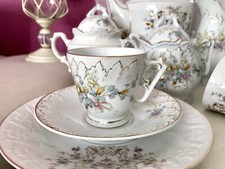 Antik Porzellan Kaffeeservice Kaffee Service für 5 Personen Relief filigran WOW