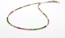Wunderschöne Turmalin Kette Edelsteinkette facettiert Kugel Bunt Collier 45 cm