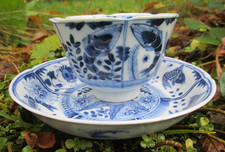 Kumme mit Teller Porzellan China blau weiß 4 Zeichen Marke