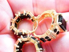 Konvolut Ring + 2 Ohrringe Gold, Schwarze/ weiße Steine, 14,4 Gramm Ring 17,2/54