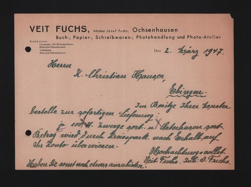 Ochsenhausen brief 1947 veit - brief,