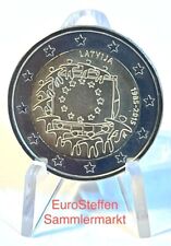 2 Euro Lettland 2015 ,"30 Jahre Europa-Flagge",  bfr. aus Rolle
