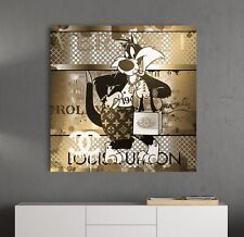 XL LEINWAND BILD BIS 100x100x5 Kater Sylvester POP-ART LV GOLD-OPTIK KATZE COMIC