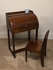 Schulschreibtisch Rolltambour Rolltop Sekretär Schreibtisch Kinderhaus Original Hocker
