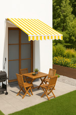 Markisenstoff Markisentuch Ersatzstoff mit Volant Orange Weiß für 3,5 x 2,5 m