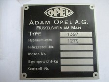 Nameplate opel 1397 - opel, liter