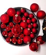 Krebs Lauscha 61tlRotes Ensemble Christbaumkugeln, vieleOrnamente Glas m.v.Deko 