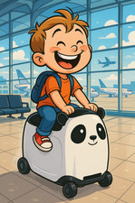 Kinderkoffer Panda Trolley Handgepäck Hartschale Koffer Reise 5-10 Jahre Reise