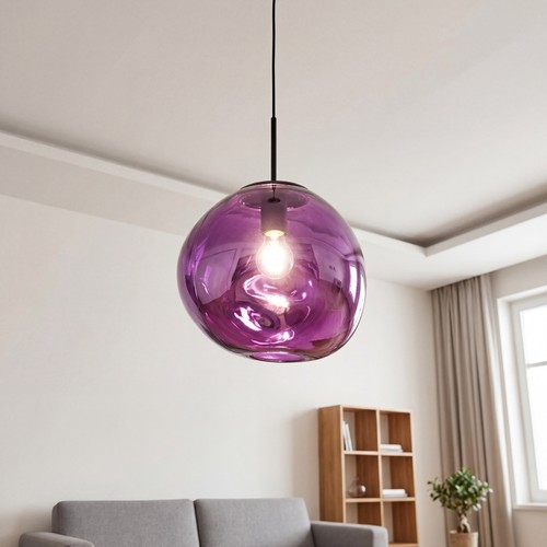 Hängelampe glas lila metall - lila,