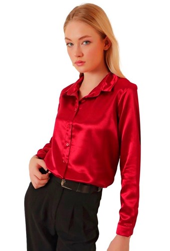 Basic damenbluse satin - satin, glanz