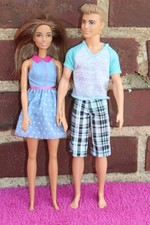 MATTEL BARBIE KEN PUPPE K27 PAAR PÄRCHEN KLEID SHORTS SHIRT BRUNETT BLOND