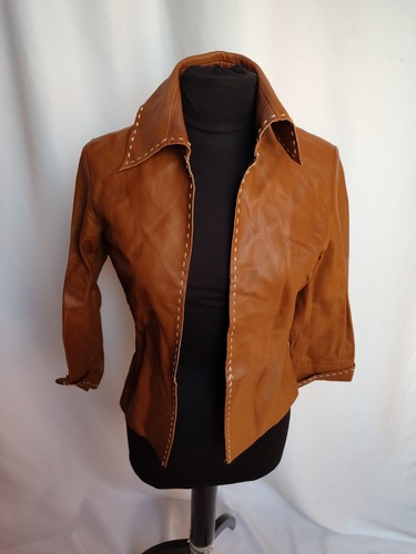 Leder blazer cognac italien - leder,