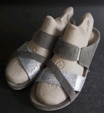 Pantoletten Dr.Feet Taupe/Silber Gr 39