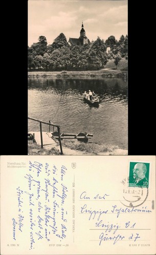 Postcard nerchau trough lot - nerchau,