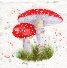 3 Servietten ~ Nature, Herbst, Pilze, Fliegenpilzen ~ 33x33