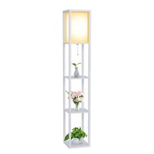 Stehleuchte Stehlampe Standleuchte Leselampe LED  Bodenlampe Weiß Holz Regal E27