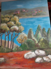 Bild+Landschaft im Holzrahmen+braun+33cm x42,5 cm+70 er Jahre