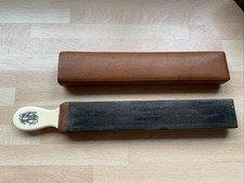 Vintage Leder Rasiermesser mit Monogramm 10 Zoll lang