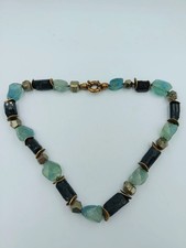 Edelstein-Collier mit Aquamarin, Turmalin & Pyrit