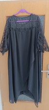 Abendkleid/Festkleid  schwarz 5XL (52) Überwurf diagonal aus Chiffon-ungetragen