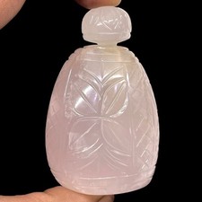 653 Cts Natürlich Rose Quarz Handgeschnitzt Vintage Stil Edelstein Parfüm Bottle