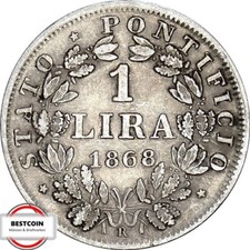 VATIKAN  KM 1378   1 Lira Pius IX. von 1868 in SS  1258153