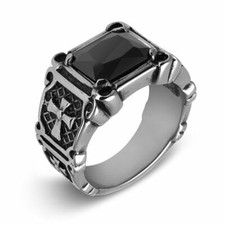 1 Edelstahl Ring silber Gothik