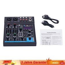 4 Kanal bluetooth Mixer USB Live Studio Audio Mischpult DJ Konsole Soundboard DE