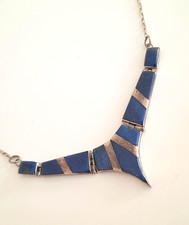 Vintage Lapislazuli Collier Kette 60er Jahre Silber