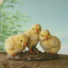 3 Küken von Hotant Figur Deko Garten Ostern Huhn Hahn natürlich wetterfest neu