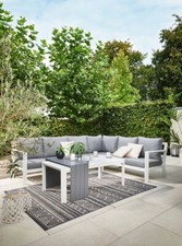 Primaster Elbasan Lounge Set Sitzgruppe Alu weiß grau inkl. Auflagen NEUWERTIG