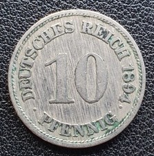 10 Pfennig Stück 1894 E Deutsches Reich Reichsadler alte Kaiserreich Münze