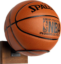 Wandmontierter Ballhalter aus Holz und Metall für Basketball, Fußball, Volleybal