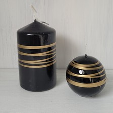 Formano Kerze Kugelkerze Schwarz Gold Streifen Edel B-Ware