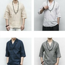 Herren Baumwolle Leinen Hemd