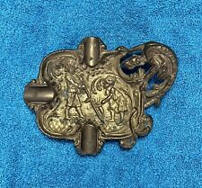 Antiker Messing Aschenbecher Drachenmotiv & Junge mit Wasserpfeife MASSIV