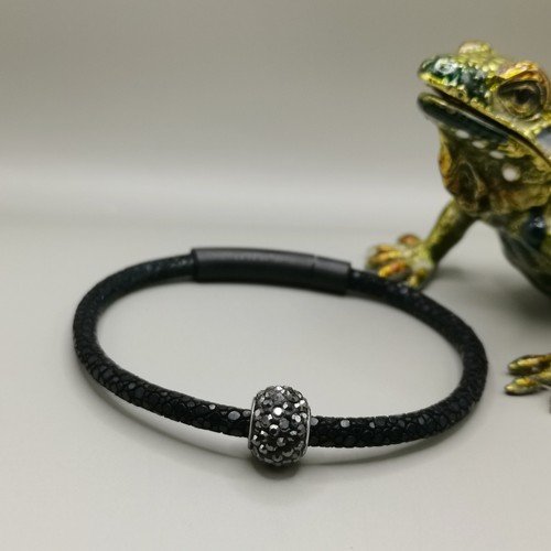 Rochenleder armband schwarz - armband,