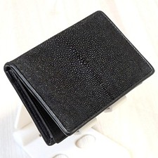 Rochenleder Kartenetui Herren Damen Geldbörse Portemonnaie Kartenetui Schwarz
