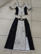 Mieder Landhaus Spieth & Wensky Leinen Dirndl Trachten Rock Lang beige  34/36