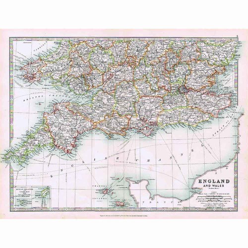 Antike karte 1914 england - antike,