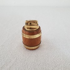 Feuerzeug  / Gas / Rund / Fass Holzfass / Vintage / Gold