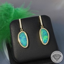 Wert 2130 € Brillant Opal Ohrringe 585 14 Karat Gelb Gold xxyy